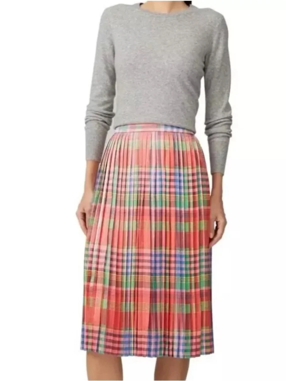 J. Crew Women’s Multicolored Shimmery Pleated Plaid Skirt L3614